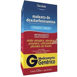 DEXCLORFENIRAMINA MALEATO 0,4MG/ML SOLUÇÃO FR.C/120ML SB.FRAMBOESA (GEOLAB)