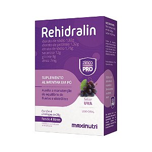 REHIDRALIN SUPLEMENTO ALIMENTAR EM PÓ REHIDRATANTE CX.C/4 ENV.28G. SB.UVA