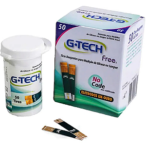 G.TECH FREE TIRAS REAGENTES MEDIÇÃO GLICOSE NO CODE CX.C/50 TIRAS