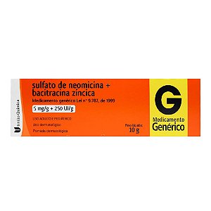 SULFATO NEOMICINA+BACITRACINA ZÍNCICA 5MG/G+250UI/G C/15G. POMADA (UNIÃO QUÍMICA)