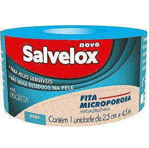 FITA MICROPOROSA SALVELOX 2,5CM X 4,5M BRANCA