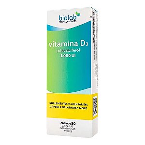 VITAMINA D3 1.000UI CX.C/30 CÁPSULAS MOLES COLECALCIFEROL (BIOLAB)