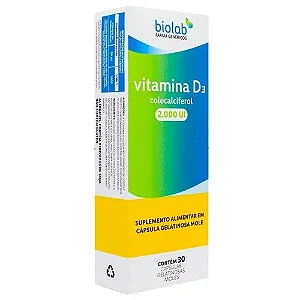 VITAMINA D3 2.000UI CX.C/30 CÁPSULAS MOLES COLECALCIFEROL (BIOLAB)