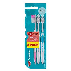 ESCOVA DENTAL CONDOR CLASSIC FLEX PACK C/3 ESCOVAS MACIA SUAVE - SOFTp