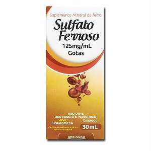 SULFATO FERROSO 125MG/ML GOTAS 30ML SB.FRAMBOESA (ARTE NATIVA)