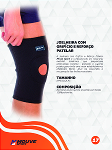 JOELHEIRA C/ORIFÍCIO E REFORÇO PATELAR LONGA MOUVE SPORT