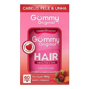 GUMMY HAIR ORIGINAL SUPLEMENTO ALIMENTAR C/60 GOMAS SB.MORANGO