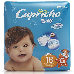 FRALDA CAPRICHO BABY TAMANHO G C/18 UNIDADES