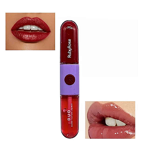 BATOM E GLOSS DUO LÍQUIDO RUBY ROSE 4,8G.