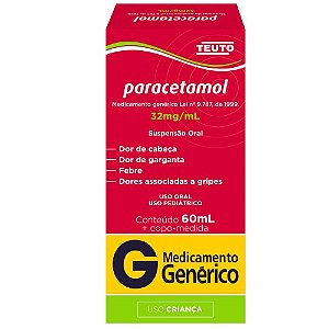 PARACETAMOL CRIANÇA 32MG/ML SUSP.ORAL 60ML SB.FRAMBOESA (TEUTO)