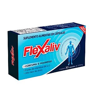 FLEXALIV SUPLEMENTO CÚRCUMA E MAGNÉSIO + VIT.B6 + D + ZINCO C/30 CÁPSULAS