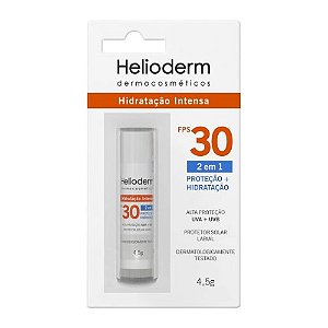 HELIODERM PROTETOR LABIAL 2 EM 1 PROTEÇÃO + HIDRATAÇÃO FPS30 4,5G.