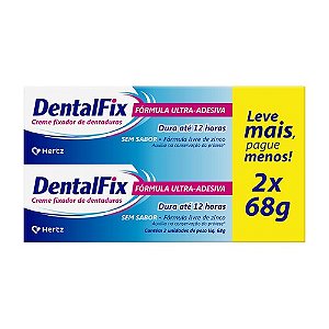 DENTALFIX CREME FIXADOR DENTADURAS 68G. C/2 BISNAGAS SEM SABOR