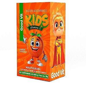 GOODVIT ÁCIDO ASCÓRBICO KIDS C/60 COMPRIMIDOS MASTIGÁVEL SB.LARANJA VITAMINA C EXCLUSIVO