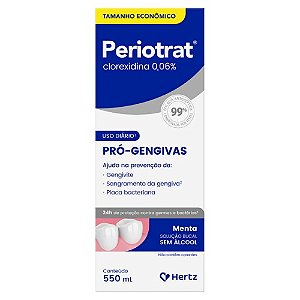 PERIOTRAT CLOREXIDINA 0,06% PRÓ-GENGIVAS HERTZ 550ML SB.MENTA SEM ÁLCOOL