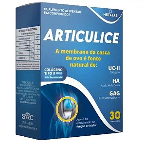 ARTICULICE UC-II + HA + GAG SUPLEMENTO ALIMENTAR C/30 COMPRIMIDOS METALAB