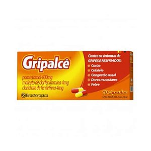 GRIPALCE 400MG+4MG+4MG C/10 CÁPSULAS DURAS CLORFENIRAMINA FENILEFRINA PARACETAMOL