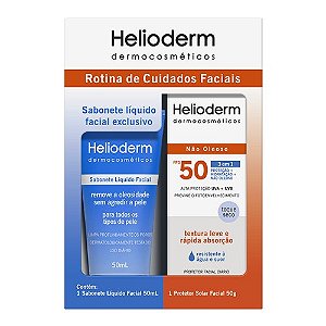 HELIODERM PROTETOR SOLAR FACIAL TOQUE SECO 50FPS 50G. + SABONETE LIQ.FACIAL 50ML