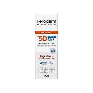 HELIODERM PROTETOR SOLAR FACIAL 50FPS TOQUE SECO 3EM1 50G.
