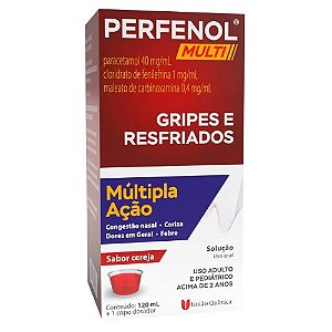PERFENOL MULTI MÚLTIPLA AÇÃO SOLUÇÃO P/GRIPE E RESFRIADOS 120ML SB.CEREJA