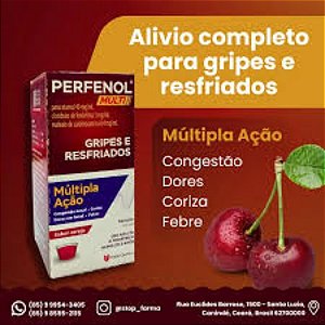 PERFENOL MULTI MÚLTIPLA AÇÃO SOLUÇÃO P/GRIPE E RESFRIADOS 120ML SB.CEREJA