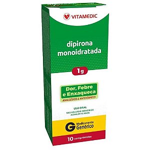 DIPIRONA MONOIDRATADA 1G. C/10 COMPRIMIDOS (VITAMEDIC)