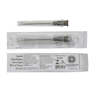 AGULHA HIPODÉRMICA DESCARTÁVEL 30 X 0,70MM DESCARPACK