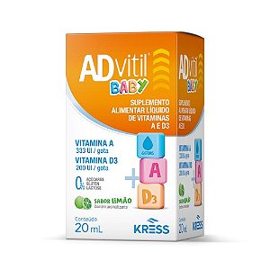 ADVITIL BABY SUPLEMENTO ALIMENTAR KRESS VIT.A + VIT.D3 20ML SB.LIMÃO