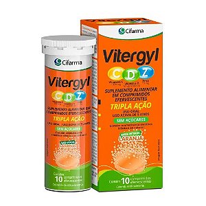 VITERGYL CDZ TRIPLA AÇÃO SUPLEMENTO ALIMENTAR C/10 COMP.EFERVESCENTES SB. LARANJA