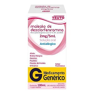 DEXCLORFENIRAMINA 2MG/5ML SOLUÇÃO ORAL 100ML SB.FRAMBOESA ( TEUTO )
