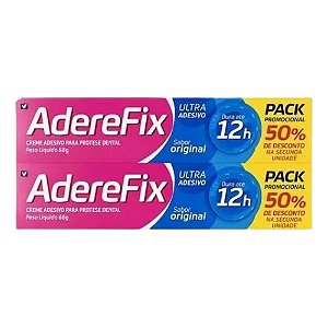 ADEREFIX ULTRA ADESIVO CREME PROTESÉ DENTAL 12H 68G. SB.ORIGINAL KIT COM 2 UNIDADES