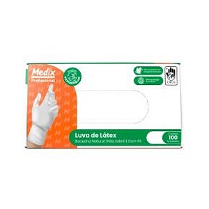 LUVA DE LÁTEX NÃO ESTÉRIL C/PÓ MEDIX C/100 UNIDADES