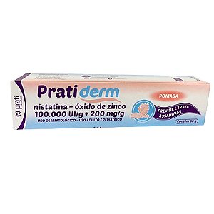PRATIDERM POMADA ASSADURA 1000.000UI/G+200MG/G C/60G. NISTATINA ÓXIDO ZINCO