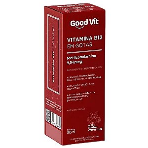 VITAMINA B12 METILCOBALAMINA EM GOTAS GOODVIT SUPLEMENTO ALIMENTAR 30ML SB.FRUTAS VERMELHAS