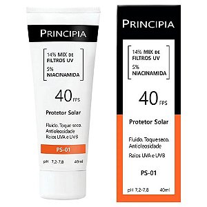 PRINCIPIA PROTETOR SOLAR FACIAL 40FPS FLUÍDO TOQUE SECO ANTIOLEOSIDADE 40ML PS-01