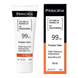 PRINCIPIA PROTETOR SOLAR FACIAL 99FPS FLUÍDO TOQUE SECO ANTIOLEOSIDADE 40ML PS-01