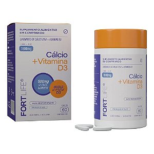 CALCIO + VITAMINA D3 500MG+400UI FORTLIFE SUPLEMENTO ALIMENTAR C/60 COMPRIMIDOS