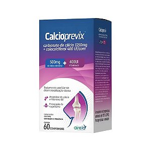 CALCIOPREVIX 1250MG (500MG CÁLCIO ELEMENTAR ) + 400UI VITAMINA D SUPLEMENTO ALIMENTAR C/60 COMPRIMIDOS