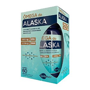 ÔMEGA 3 DO ALASKA 660MG (EPA) + 440MG (DHA) SUPLEMENTO ALIMENTAR QUALYNUTRI C/60 CÁPSULAS