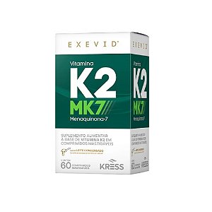 EXEVID VITAMINA K2 MK-7 MENAQUINONA-7 SUPLEMENTO ALIMENTAR C/60 COMP.MASTIGÁVEIS SB.LEITE CONDENSADO