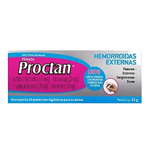 PROCTAN POMADA PARA HEMORROIDAS 25G. C/10 DEDEIRAS ( HIDROCORTISONA LIDOCAÍNA BISMUTO ZINCO )