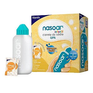 NASOAR INFANTIL 0,9% ALTO VOLUME CLORETO DE SÓDIO LAVAGEM NASAL 120ML + 15 ENVELOPES