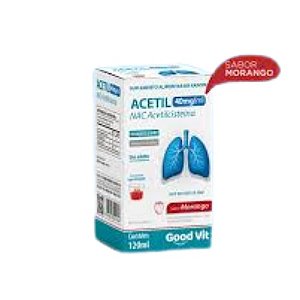 ACETIL 40MG/ML NAC ACETILCISTEINA GOODVIT SUPLEMENTO ALIMENTAR C/120ML SB.MORANGO