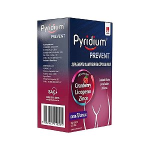 PYRIDIUM PREVENT SUPLEMENTO ALIMENTAR C/30 CÁPSULAS ( CRANBERRY LICOPENO ZINCO )