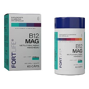 B12 MAG METILCOBALAMINA + MAGNÉSIO SUPLEMENTO ALIMENTAR FORTLIFE 1200MG C/60 CÁPSULAS