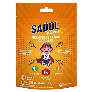 SADOL GUMMIES C SUPLEMENTO ALIMENTAR INFANTIL C/30 UNIDADES SB. LARANJA