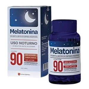 MELATONINA SUPLEMENTO ALIMENTAR UNIÃO QUÍMICA C/90 COMP.ORODISPERSÍVEIS SB.LARANJA