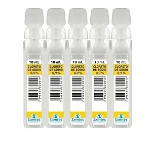 CLORETO DE SÓDIO 0,9% (9MG/ML) SOLUÇÃO INJETÁVEL USO IV PACK 5 FLACONETES 10ML CADA