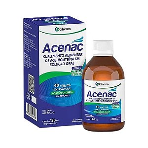 ACENAC 40MG/ML SOLUÇÃO ORAL ACETILCISTEINA SUPLEMENTO ALIMENTAR 120ML SB. MENTA E CEREJA
