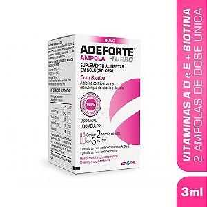 ADEFORTE TURBO SUPLEMENTO ALIMENTAR 2 AMPOLAS C/3ML CADA ( BIOTINA + VITAMINA A + VITAMINA E + VITAMINA D )